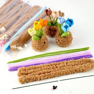 No Care Tulip in a Pot Super Soft Coral Fleece Pipe Cleaner <b>DIY</b> <b>Kit</b> Make a Fuzzy Huggable Decoration in 6 Soothing Colors - Product Image 1