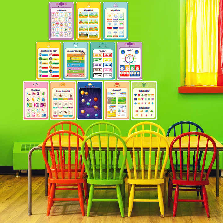 12-Sheet Interactive Alphabet Wall Chart Poster Educational Early ...