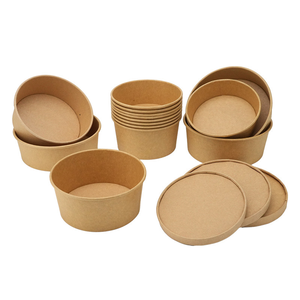 Disposable <b>Lunch</b> <b>Box</b> Salad Paper Bowl Takeaway Food Grade Biodegradable Kraft Paper Bowl with Lids - Product Image 3