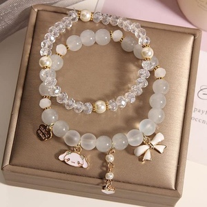 Pulsera de cuentas de cristal a la moda Metal Jade <span class=keywords><strong>Guigou</strong></span> flor amor corazón arco borla pulsera para mujer playa fiesta joyería regalo - Product Image 3