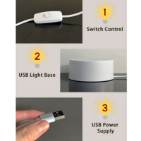 Base de lampe LED alimentée par USB avec fente en acrylique, support de plaque lumineuse blanche, cordon avec interrupteur intégré pour veilleuse DIY