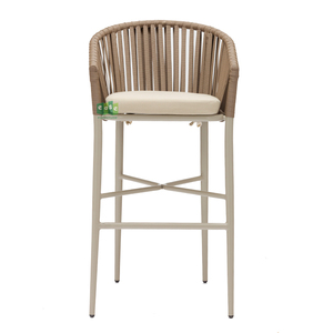 Tabouret <span class=keywords><strong>de</strong></span> <span class=keywords><strong>bar</strong></span> haut d'extérieur en corde tressée avec <span class=keywords><strong>coussin</strong></span> (E7083RB) - Product Image 2