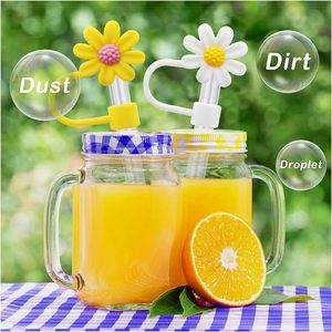 Flower Silicone Straw Topper for <b>Cup</b> Dust-Proof Reusable 10mm 0.4in Tips Lids Multi-Design - Product Image 4