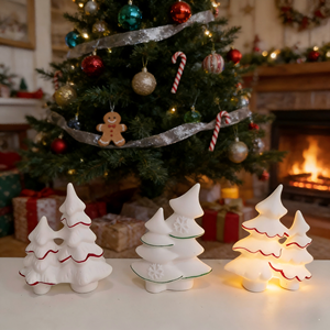 Set di Decorazioni Natalizie Luminose in Ceramica - Ornamenti a LED di Renne, Gnomi e Villaggio per Esposizione su Mensole Festive - Product Image 4