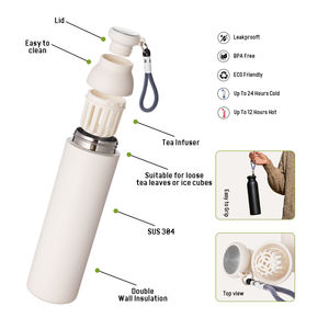 Bouteille d'eau en acier inoxydable à double paroi isolée et recyclable avec infuseur, vente chaude - Product Image 4