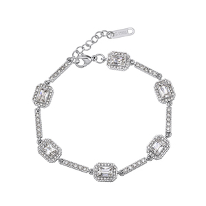 Bracelet ajustable STKB32 plaqué or 18 carats en acier inoxydable 304 incrusté de zircone cubique, <span class=keywords><strong>bijoux</strong></span> de <span class=keywords><strong>luxe</strong></span> anti-ternissement pour femmes - Product Image 5