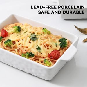 Ensemble de plats de cuisson rectangulaires en céramique à double poignée, en porcelaine, grands plats à lasagna, pour la cuisine domestique - Product Image 4