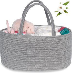 <span class=keywords><strong>Panier</strong></span> de rangement pour la crèche et organisateur de voiture pour couches et lingettes pour bébé, <span class=keywords><strong>panier</strong></span> à couches en corde de coton - Product Image 4
