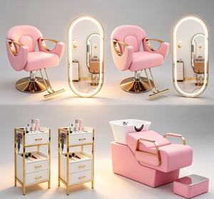Venta directa de fábrica de conjuntos de muebles para salón, que incluyen espejo, silla de barbero, carrito y lavacabezas, ideales para peluquerías. - Product Image 2