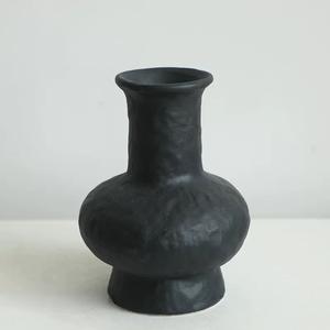 مزهرية زهور مصنوعة يدويًا من الطين الأسود، زخرفة منزلية ريفية للطاولة، مزهريات ديكور بأسلوب عتيق من السيراميك والتيراكوتا - Product Image 4