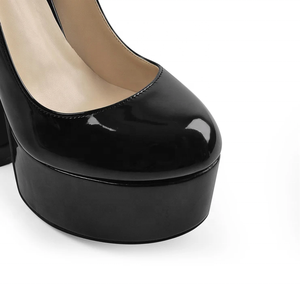 Escarpins à talons noir et courts pour <span class=keywords><strong>femme</strong></span>, chaussures mary jane à boucles, avec <span class=keywords><strong>petit</strong></span> matériau en cuir, logo privé - Product Image 3