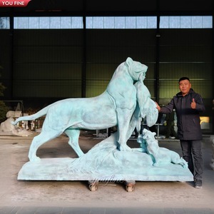 Scultura di Leone in Bronzo Dorato YOUFINE, Decorazione per Ingressi e Piazze, Statua Artistica di Animali Maestosi - Product Image 5