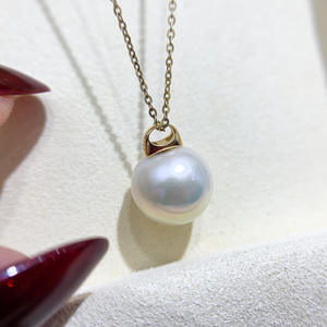 S925 <b>Silver</b> Pendant Necklace with 9-13mm Round <b>Beads</b> DIY Pearl Accessories Empty Stand Fashion Pendant 31072 - Product Image 1