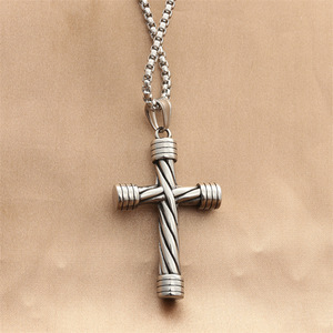 Stainless Steel <b>Cross</b> Pendant Men's Necklace Geometric Design Gift Jewelry 280620 - Product Image 2