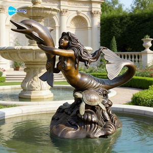 Fuente de Agua de Jardín al Aire Libre con Diseño de Sirena de Bronce y Hoja de Loto, Artículos de Tamaño Real, Se Pueden Personalizar - Product Image 5