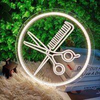 Enseigne néon LED en silicone personnalisée en gros, art mural lumineux d'intérieur pour salon de coiffure, barbier, zone de réception, décoration d'affichage