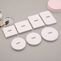 Miroir de Maquillage Mini Carré en Cuir PU Portable Personnalisable Double Face Compact pour Filles Vente Directe Usine