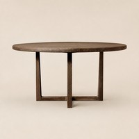 Table à manger ronde en bois moderne, table de cuisine en bois grainé, table de salle à manger, table de salon, table centrale, mobilier minimaliste pour la maison