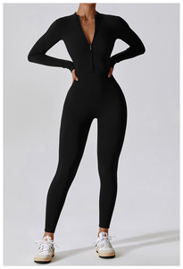 Combinaisons de sport pour femmes en gros, à manches longues, grandes tailles, avec demi-zip, pour la gym et le sport - Product Image 3
