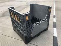 Conteneur de palette en plastique pliable avec roues en option | Solution de stockage pharmaceutique/agricole | Haute capacité, pliable
