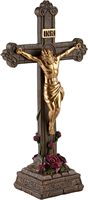 Statues religieuses personnalisées en résine : Jésus debout avec croix pour église, maison, prière, décoration catholique