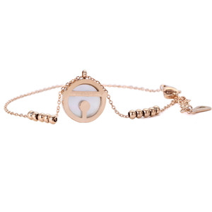 Bracelet à breloques tendance en alliage de zinc or rose avec incrustation de coquillages ronds, bijou cadeau - Product Image 2