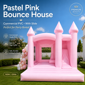 Castillo Inflable Comercial Personalizado <span class=keywords><strong>de</strong></span> PVC Rosa, Morado y Blanco <span class=keywords><strong>para</strong></span> <span class=keywords><strong>Fiestas</strong></span> Infantiles, <span class=keywords><strong>Alquiler</strong></span> <span class=keywords><strong>para</strong></span> Eventos, Brincolín - Product Image 1