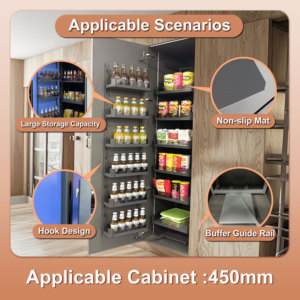 Modern Design Professional Multi-Function Kitchen Storage Accessories Large Door In-built <strong>Cabinet</strong> 6-tier Glass <strong>Pantry</strong> Unit - Product Image 2