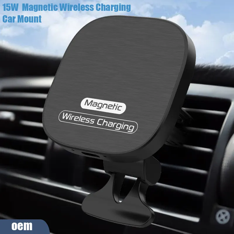 Wireless Car Charger Magnetic Wireless Car Charger 15w Car Phone Holder For IPhone Samsaung S10 S9 Fast Wireless Charging Air Vent Mount Suction Qi C