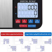 Balance alimentaire numérique intelligente Changxie Factory à double plateforme, 5 kg, en acier inoxydable, avec couvercle, alimentée par piles, précision 0,01 g