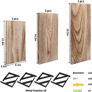 Wooden Wall Mounted <b>Shelf</b> Solid Wood Rectangle 3 Tier Durable Multipurpose Storage Rack For Living Room Entryway <b>Bedroom</b> - Product Image 5