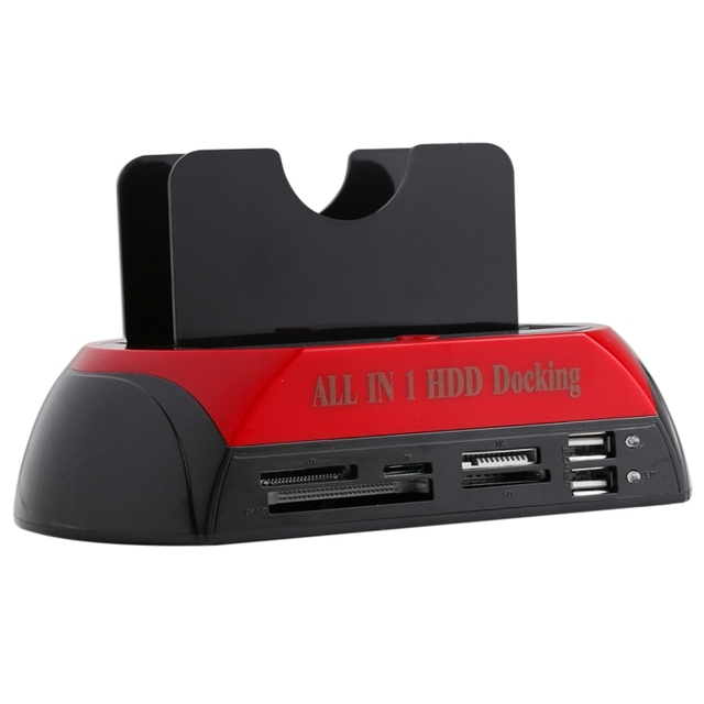 All in 1 Dual 2.5 Inch/3.5 Inch SA.TA/IDE HDD Dock Station with Card Reader & Hub, External Storage Enclosure
