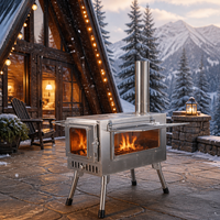 Poêle à bois de camping pliable résistant aux hautes températures avec fenêtres de visualisation en verre pour une utilisation en extérieur