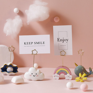 Kawaii – support de carte Photo en résine arc-en-ciel nuage océan diamant, Clip de mémo, Clips de fête de mariage, bureau, ornement de Gadget décoratif - Product Image 1