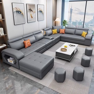 Sofá en Forma de U de 7 Plazas con Mesa de Centro, Sofá de Esquina de Tela de Gran Tamaño de Lujo, Altavoz USB, Masaje, Multifuncional, Juego de Sofás para Sala de Estar - Product Image 5