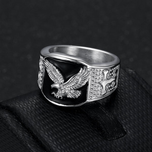 <b>Mens</b> <b>Ring</b> HipHop Stainless Steel Retro Viking Odin Triangle Jewelry Flying Wings Cross-Border Hip-Hop Eagle <b>Ring</b> - Product Image 2