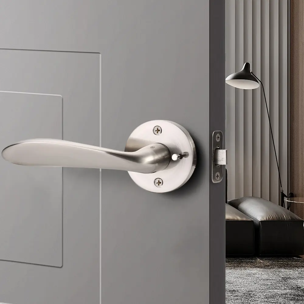 Modern Chrome Interior Privacy Passage Bedroom Door Handle Locks with Heavy Duty Door Latch Lock