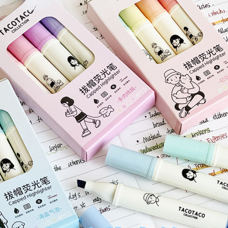 Japanese Kawaii Stationery Highlighter Set 4 Colors