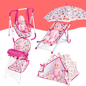 Nueva venta al por mayor encantadora muñeca cochecito de juguete lindo modelo combinación 5 en 1 juego de simulación House14 pulgadas muñecas de plástico - Product Image 3