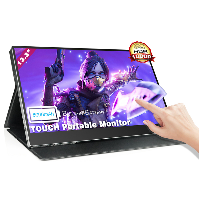1080P Build in Battery Gaming Extender Full Function 13.3 Inch Portable Touch Screen Monitor for hd Interface