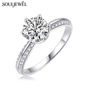 Anello <span class=keywords><strong>di</strong></span> Lusso Souljewel in Argento Sterling 925 con Moissanite, Taglio Rotondo Classico, Anello <span class=keywords><strong>di</strong></span> Fidanzamento e Promessa per Donne - Product Image 4