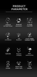 Mới Nhất 4G Android Thông Minh Đồng Hồ 2G + 32G Lớn Bộ Nhớ Nói Chuyện 1.85 Inch Màn Hình 800MAh Pin GPS Không Thấm Nước Smartwatch Cho Phụ Nữ Người Đàn Ông - Product Image 5