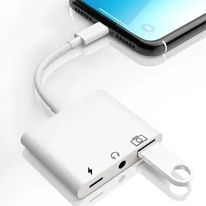 USB 3.0 kamera adaptörü 3 In 1 aydınlatma için iPhone iPad için 3.5mm kulaklık jakı ses ses kartı klavye fare veri transferi