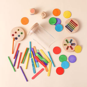 Caja de Clasificación de Colores con Punta de Madera para Niños Pequeños, Juguetes Montessori para Niños de 1, 2 y 3 Años, Juguetes de Habilidades Motoras Finas, Clasificación de Colores de Madera - Product Image 2