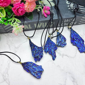 بيع بالجملة قلادة تورمالين أسود طبيعي ريشة الطاووس الأزرق هالة التورمالين - Product Image 2