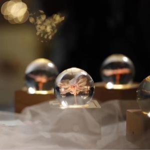 Lovebay, regalos de Navidad para bodas, flores de cerezo individuales reales en bola de cristal con luz LED, Bola de flores preservadas - Product Image 2