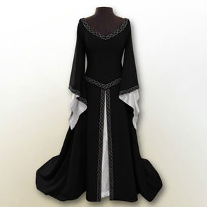 Vestido Largo Blanco Medieval Renacentista para Mujer, Disfraz <span class=keywords><strong>de</strong></span> Reina para Fiesta, Cosplay Victoriano, Vestido con Cuello Cuadrado - Product Image 2
