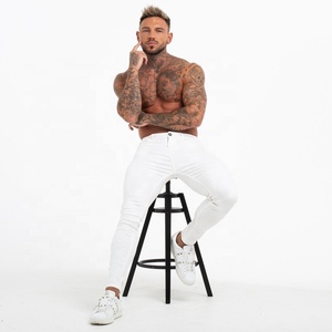 Nuovi <span class=keywords><strong>Jeans</strong></span> Bianchi da Uomo Alla Moda, <span class=keywords><strong>Jeans</strong></span> La Halle, Pantaloni Aderenti alla Caviglia, <span class=keywords><strong>Jeans</strong></span> Skinny Effetto Vissuto per Uomo - Product Image 6