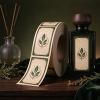 Étiquette personnalisée en rouleau pour diffuseur à bâtonnets en papier, motif feuille verte, autocollant adhésif pour emballage de flacon de parfum en verre