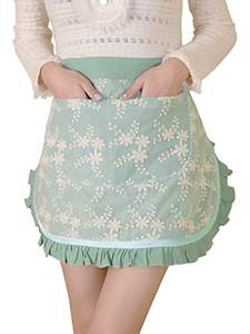 Delantal con babero bordado de encaje de algodón <span class=keywords><strong>Vintage</strong></span> para mujer Floosum, diseño de cintura para uso de servidor/<span class=keywords><strong>camarera</strong></span> - Product Image 3